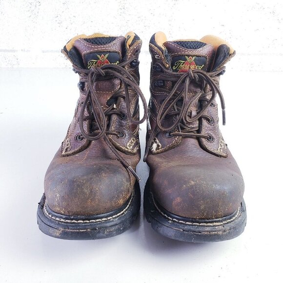 Thorogood  Men's 9W Gen-Flex2 6" Non Slip Soft Toe Leather Work Boots Brown - Picture 3 of 11